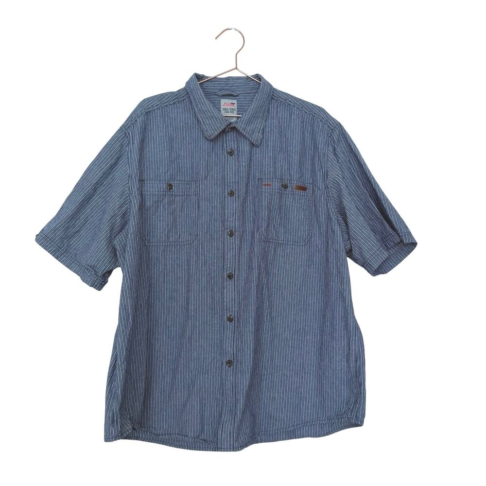 Dickies Men's Navy Striped Button Down Shirt